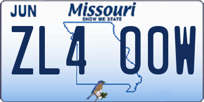 MO license plate ZL4O0W