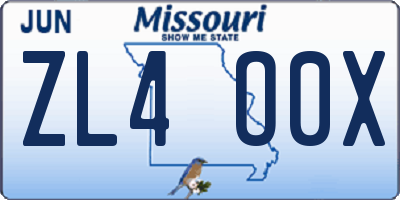 MO license plate ZL4O0X