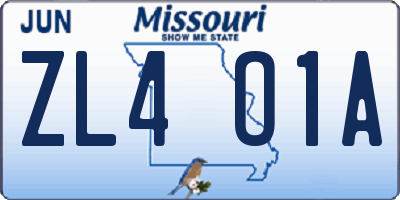 MO license plate ZL4O1A