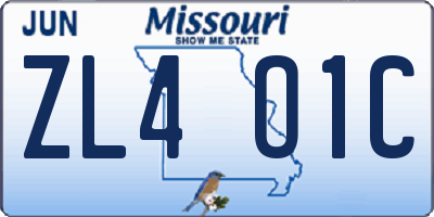 MO license plate ZL4O1C