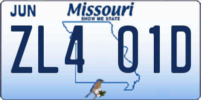MO license plate ZL4O1D