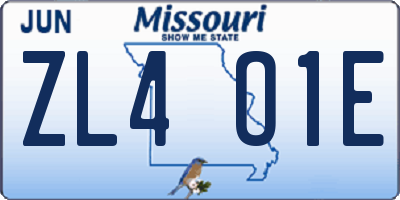 MO license plate ZL4O1E