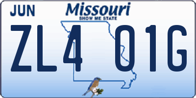 MO license plate ZL4O1G