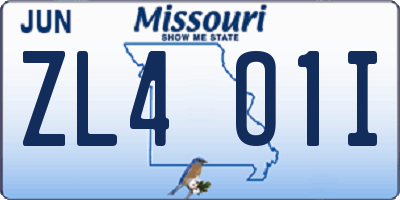 MO license plate ZL4O1I