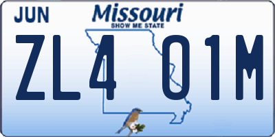MO license plate ZL4O1M