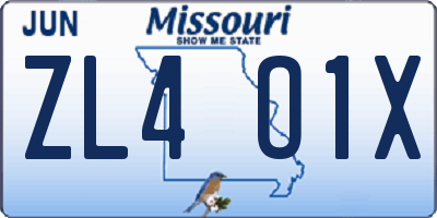 MO license plate ZL4O1X