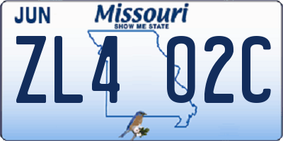 MO license plate ZL4O2C
