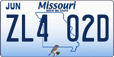 MO license plate ZL4O2D