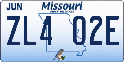 MO license plate ZL4O2E