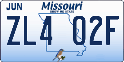 MO license plate ZL4O2F