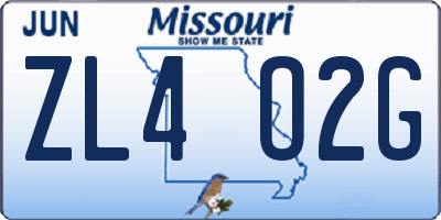 MO license plate ZL4O2G