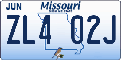 MO license plate ZL4O2J