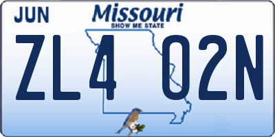 MO license plate ZL4O2N