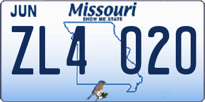 MO license plate ZL4O2O
