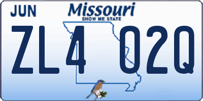 MO license plate ZL4O2Q