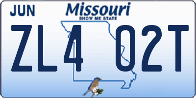 MO license plate ZL4O2T