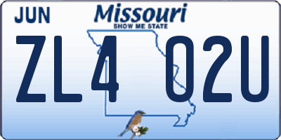 MO license plate ZL4O2U