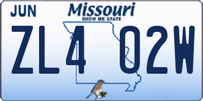 MO license plate ZL4O2W