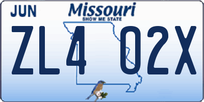 MO license plate ZL4O2X