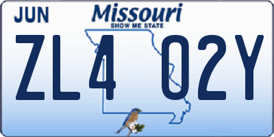 MO license plate ZL4O2Y