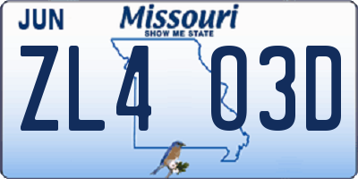 MO license plate ZL4O3D