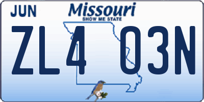 MO license plate ZL4O3N