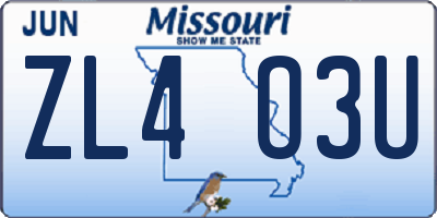 MO license plate ZL4O3U
