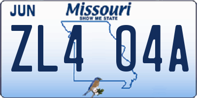 MO license plate ZL4O4A