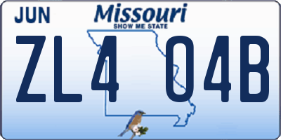 MO license plate ZL4O4B