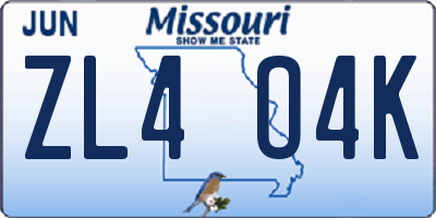MO license plate ZL4O4K