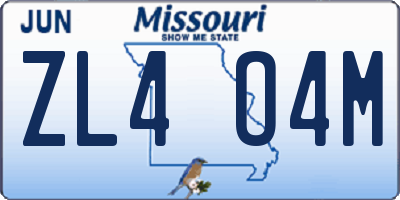 MO license plate ZL4O4M