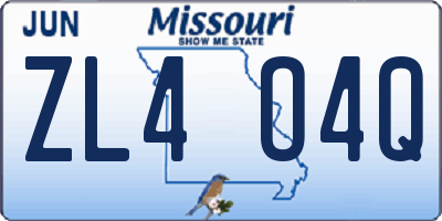 MO license plate ZL4O4Q