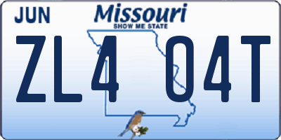 MO license plate ZL4O4T