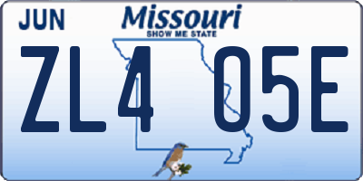 MO license plate ZL4O5E