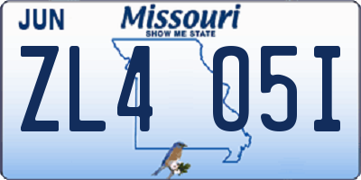 MO license plate ZL4O5I