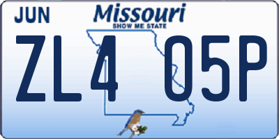 MO license plate ZL4O5P
