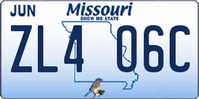 MO license plate ZL4O6C