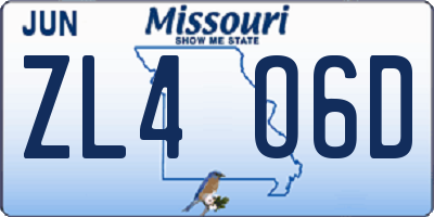 MO license plate ZL4O6D