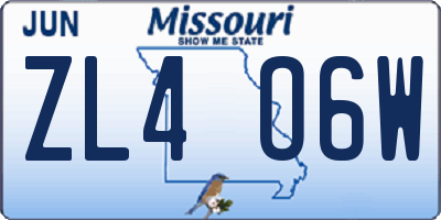MO license plate ZL4O6W