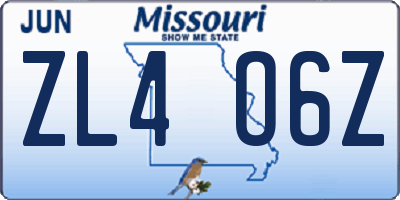 MO license plate ZL4O6Z