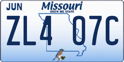 MO license plate ZL4O7C