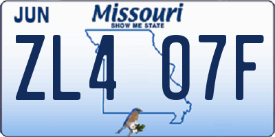 MO license plate ZL4O7F