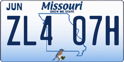 MO license plate ZL4O7H