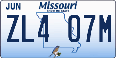 MO license plate ZL4O7M