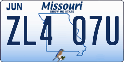 MO license plate ZL4O7U