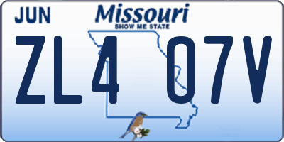 MO license plate ZL4O7V