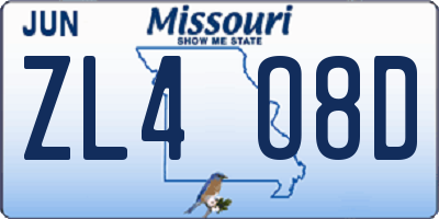 MO license plate ZL4O8D