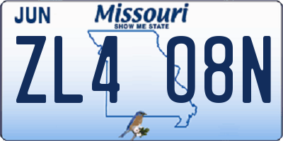 MO license plate ZL4O8N