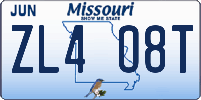 MO license plate ZL4O8T