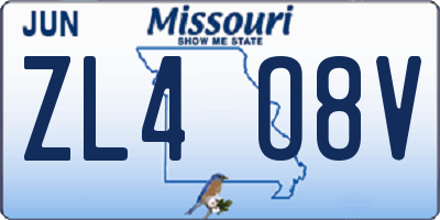 MO license plate ZL4O8V